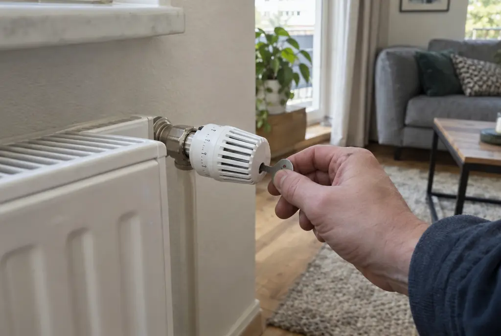 Hydraulischer Abgleich in München: Voreinstellung eines Thermostatventils am Heizkörper